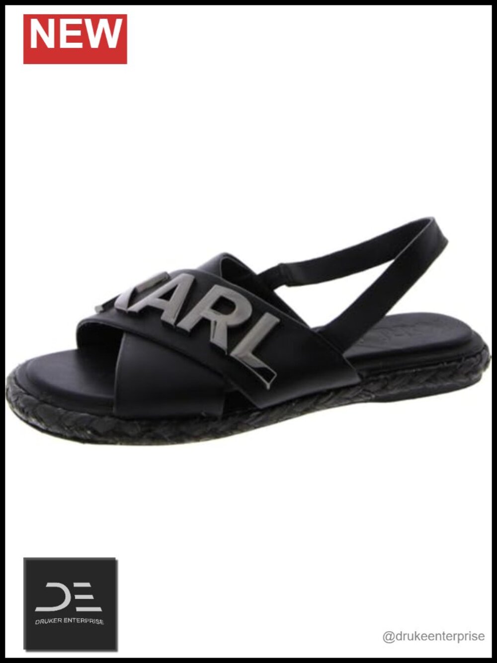 Karl Lagerfeld Charla Slingback Espadrille Sandal Faux Leather Slip On Flat